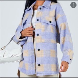 Purple & cream plaid shacket
